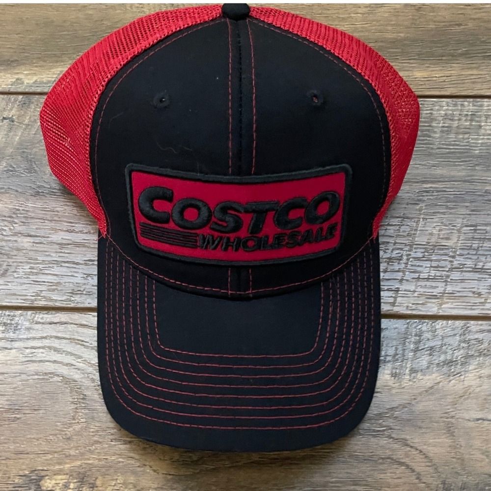 Costco Wholesale Trucker Hat Bamko Black Red Mesh Snapback Cap Mens OSFA Sporty